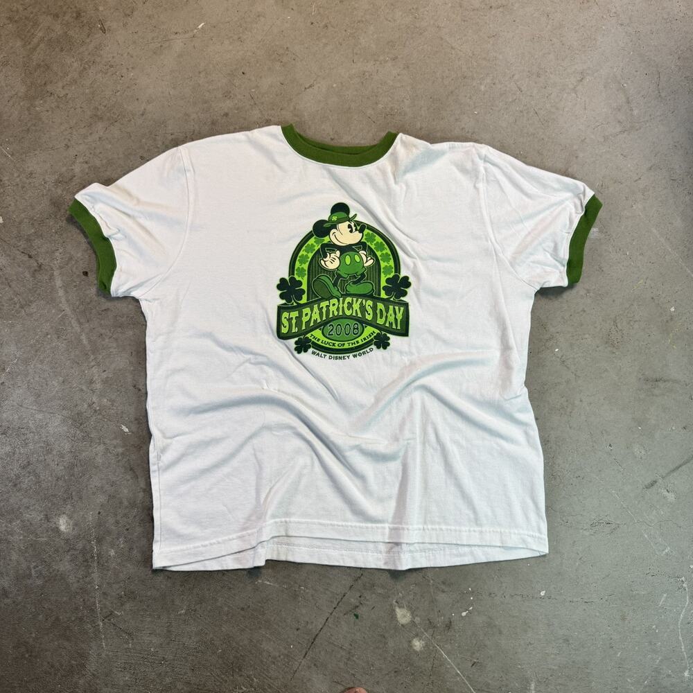 Disney Mickey Mouse St. Patrick's Day Irish Green Shamrock T-Shirt Size Xl